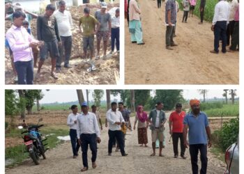 लालझाडीका अध्यक्ष उपाध्यक्षद्वारा पालिका भित्रका निर्माणाधिन योजनाको एकैसाथ अनुगमन