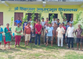 राष्ट्रिय स्वतन्त्र पार्टी बेलडाँडीको पहलमा विद्यालयमा वृक्षारोपण