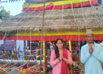 गोबरैयाका चन्द परिवारको घरमा श्रीमद्भागवत सप्ताह ज्ञान यज्ञ सुरू