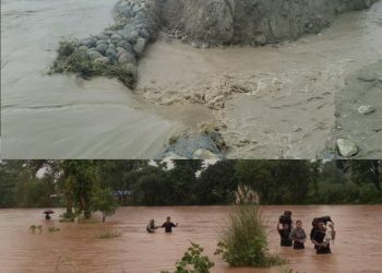दोधारा चाँदनीमा जोगबुढा नदीको तटबन्ध भत्किँदा बस्ती डुबान