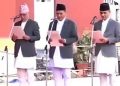 खण्डहर भवनबाहिर पाल टाँगेर शपथ : नयाँ मन्त्रीलाई जिम्मेवारी