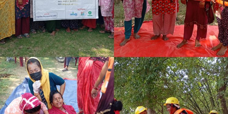 बेलडाँडीमा बाढी पूर्वतयारीका लागि समुदायस्तरमा कृत्रिम अभ्यास