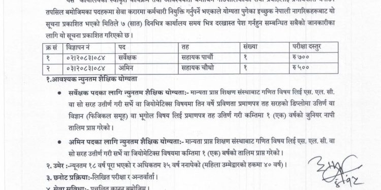 बेलडाँडी गाउँपालिकामा सेवा करारमा कर्मचारी भर्ना खुला
